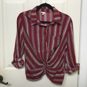 Twist-Front Button-Up Shirt